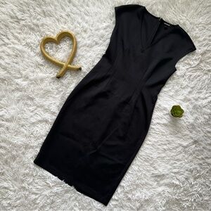 Express Black V-Neck Sheath Midi Dress